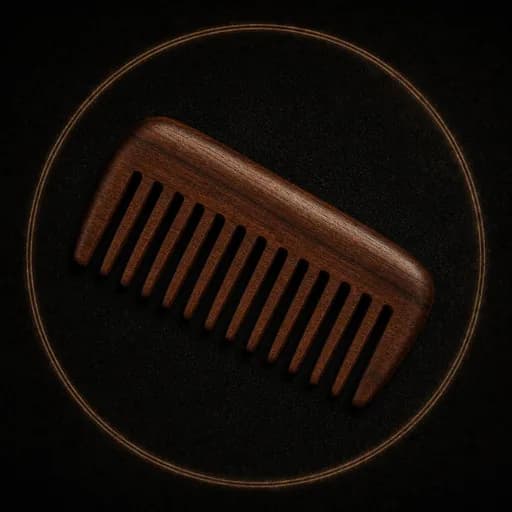 Dark wooden wide-tooth beard comb