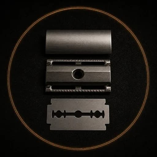 Disassembled precision safety-razor head